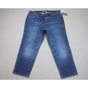 Lands' End Jeans Womens 22W Blue Denim Stretch Pockets High-Rise Straight Leg